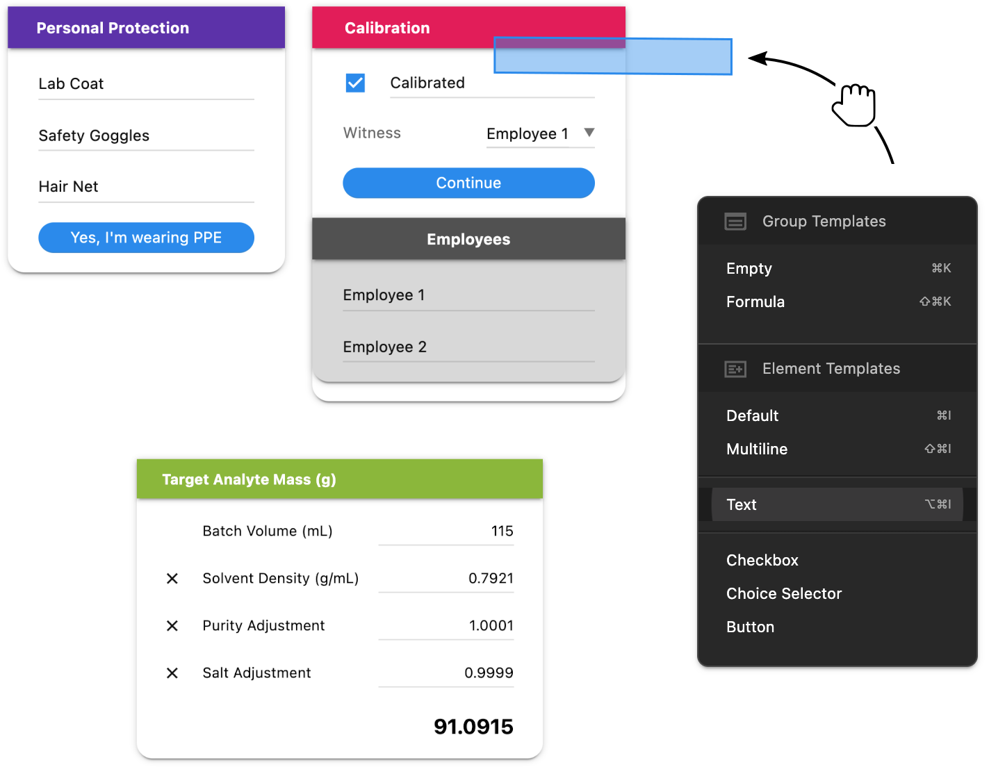 Software engineering a user interface (UI) for a batch record